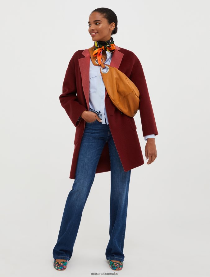 MAX&Co. mujer abrigo de lana reversible Z860B836 vestir borgoña