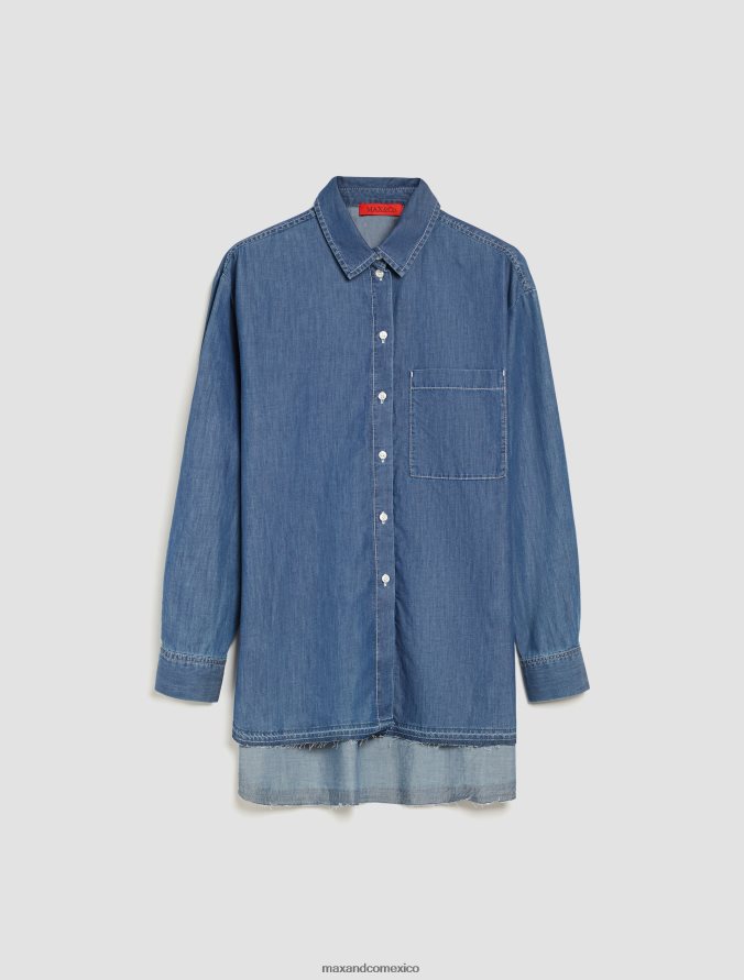 MAX&Co. mujer camisa asimétrica de cambray Z860B511 vestir azul medianoche