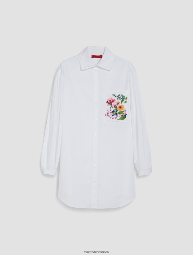 MAX&Co. mujer camisa de algodón con lentejuelas Z860B534 vestir blanco