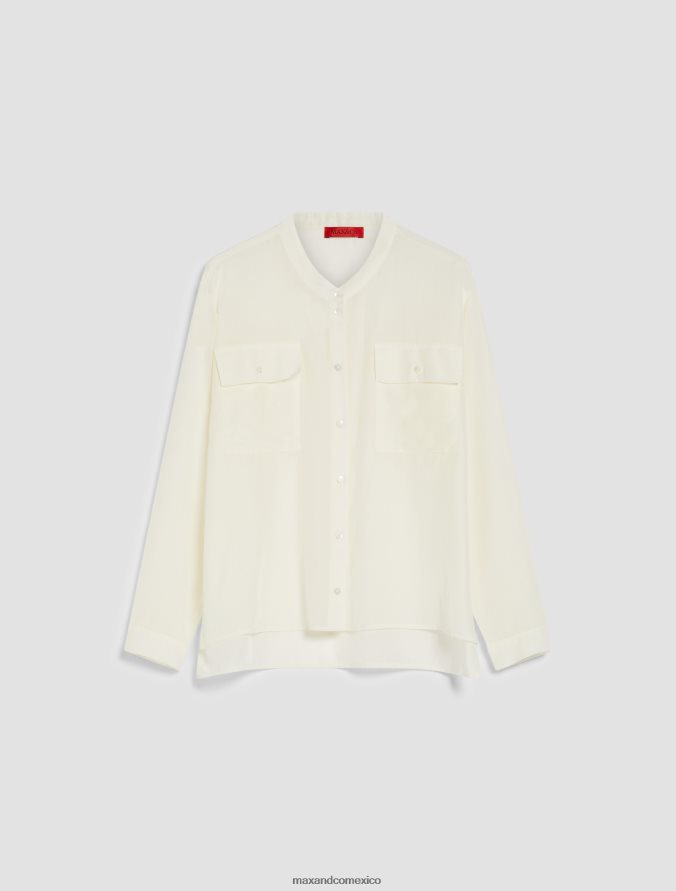 MAX&Co. mujer camisa de algodón y seda Z860B463 vestir Marfil
