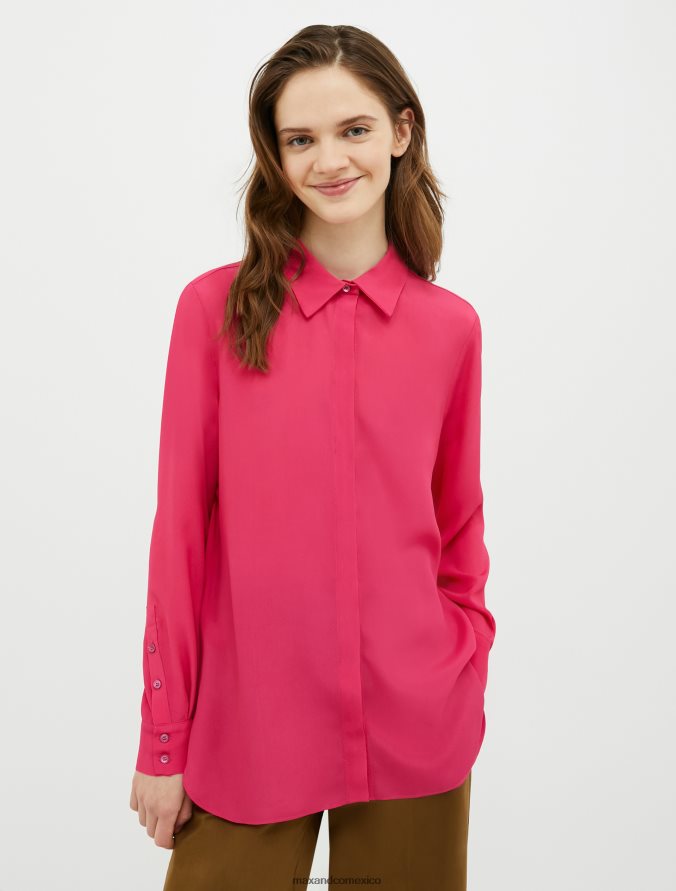 MAX&Co. mujer camisa de crepé de china de seda Z860B500 vestir fucsia
