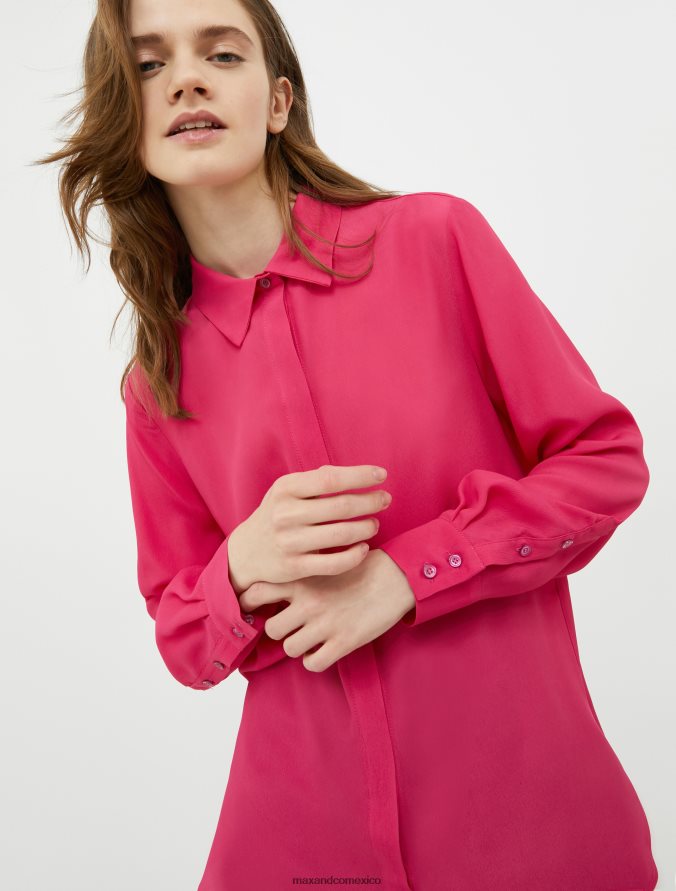 MAX&Co. mujer camisa de crepé de china de seda Z860B500 vestir fucsia