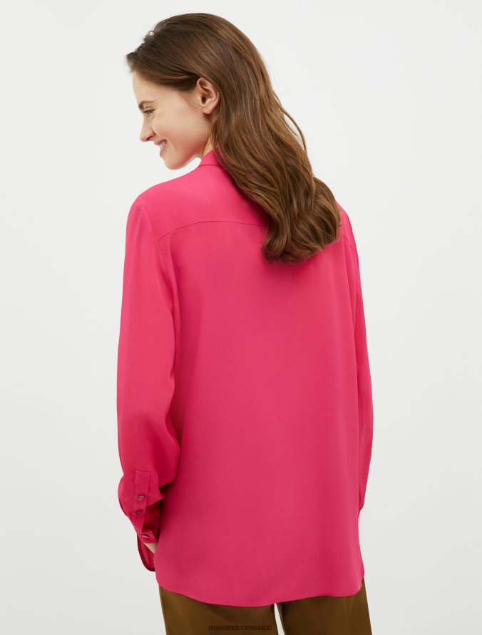 MAX&Co. mujer camisa de crepé de china de seda Z860B500 vestir fucsia