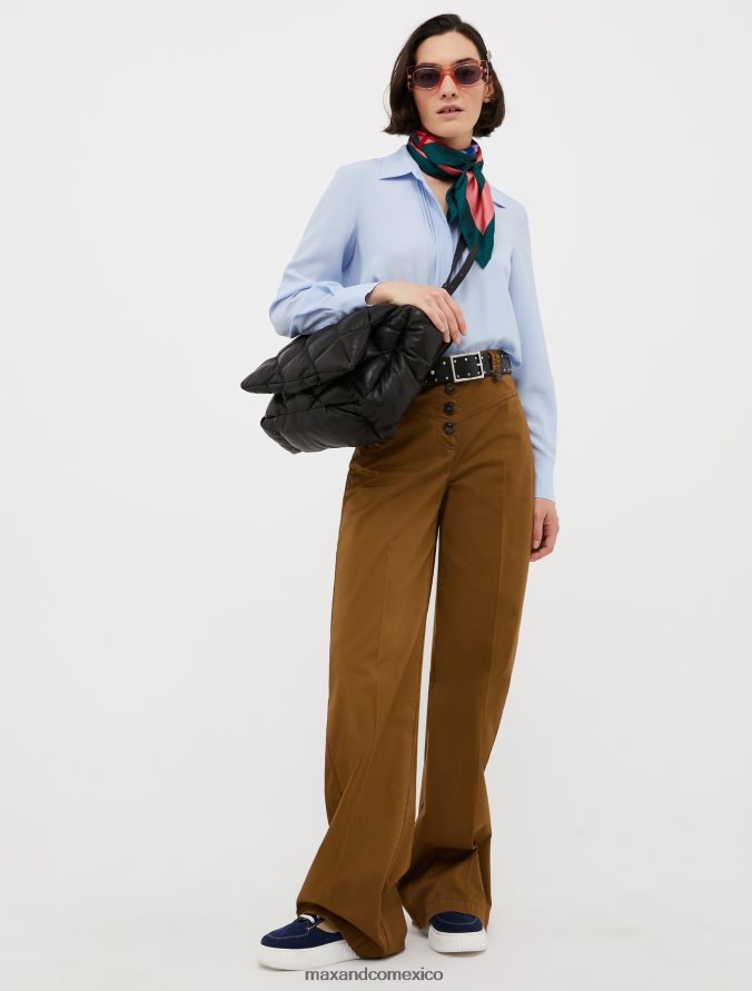 MAX&Co. mujer camisa de crepé de china de seda Z860B515 vestir azul claro