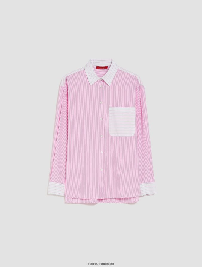 MAX&Co. mujer camisa de popelina de algodón con patchwork Z860B490 vestir patrón rosa rosa