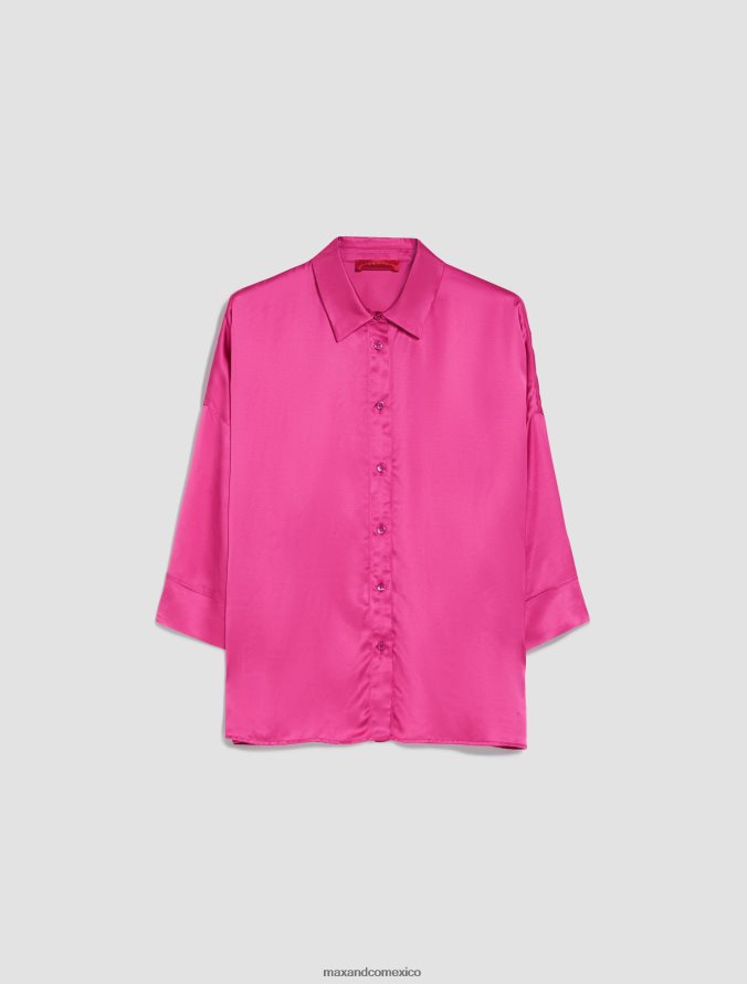 MAX&Co. mujer camisa holgada de satén Z860B480 vestir fucsia