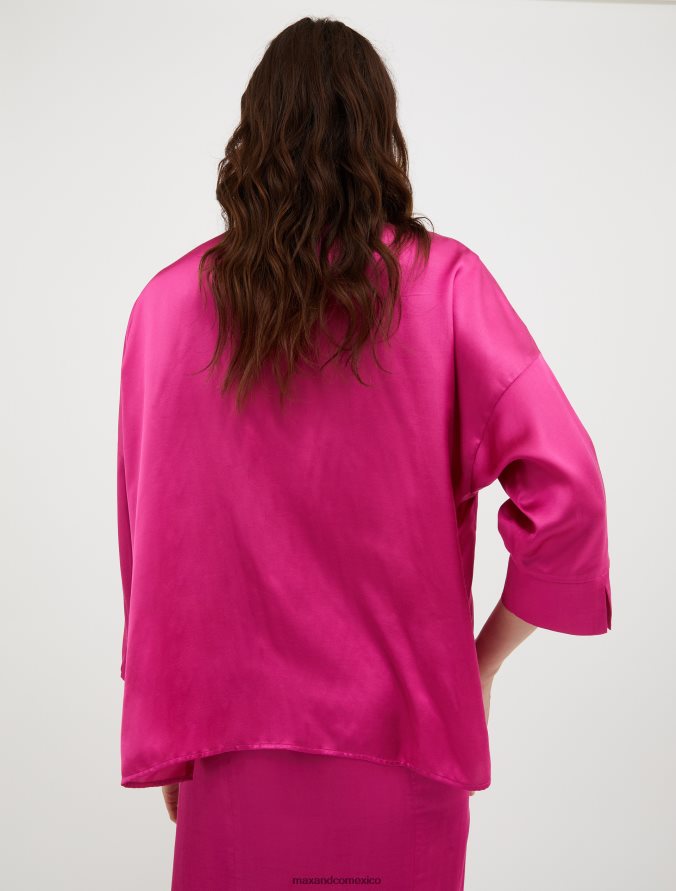 MAX&Co. mujer camisa holgada de satén Z860B480 vestir fucsia