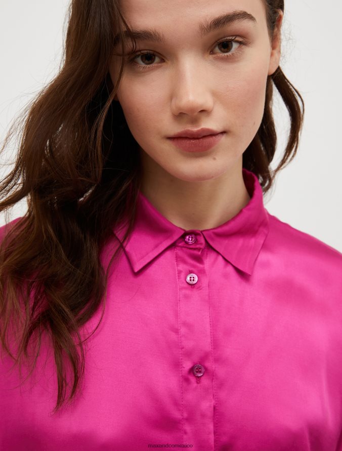 MAX&Co. mujer camisa holgada de satén Z860B480 vestir fucsia