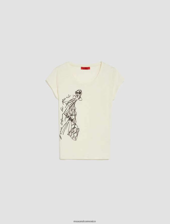 MAX&Co. mujer Camiseta flameada de personas, lugares y colores. Z860B578 vestir beige
