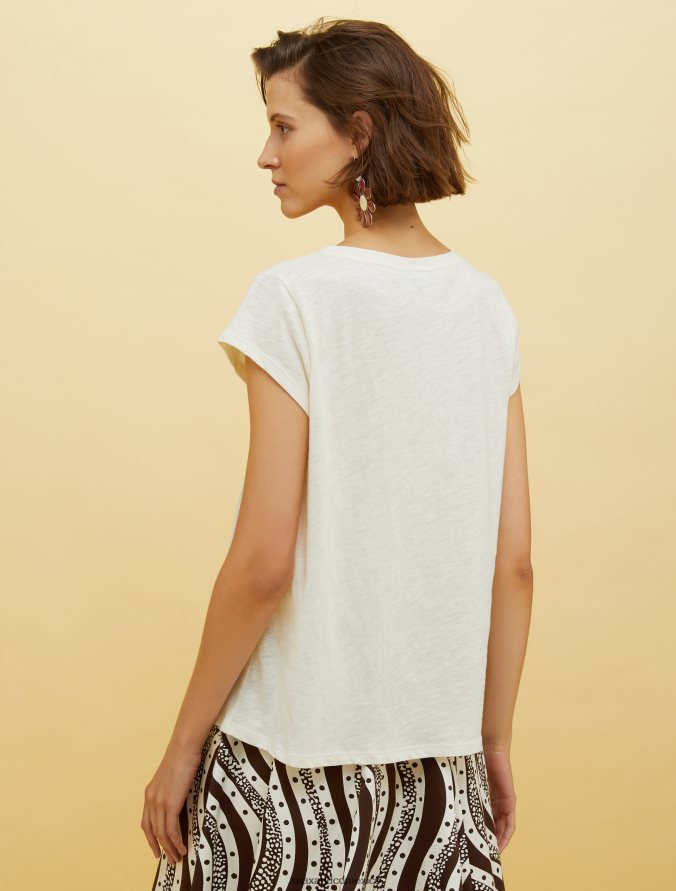 MAX&Co. mujer Camiseta flameada de personas, lugares y colores. Z860B578 vestir beige