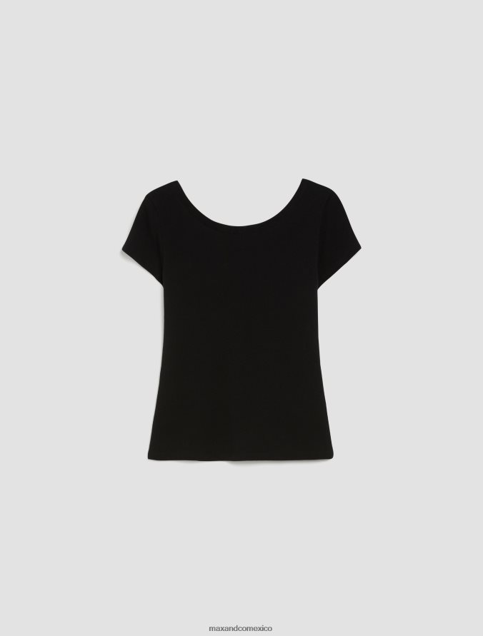 MAX&Co. mujer camiseta ajustada de punto Z860B596 vestir negro