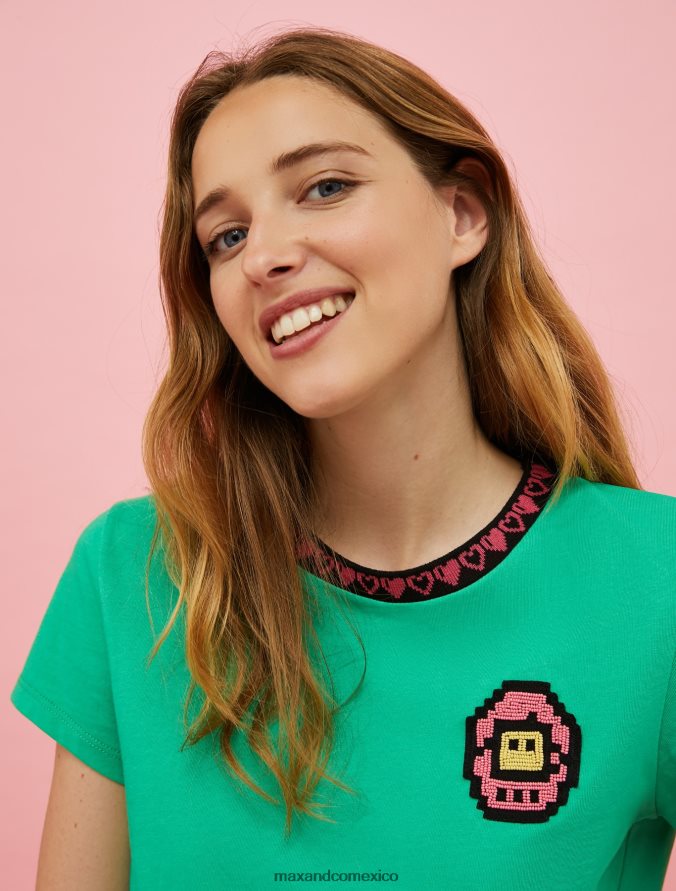 MAX&Co. mujer camiseta con aplique tamagotchi Z860B654 vestir cielo azul