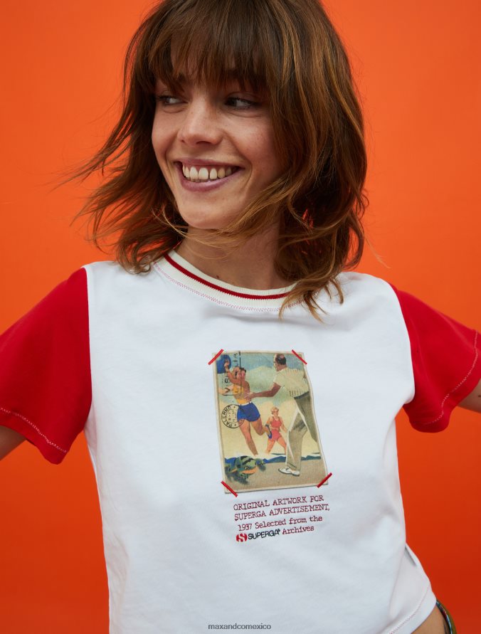 MAX&Co. mujer camiseta corta con estampado Superga Z860B572 vestir Blanco óptico