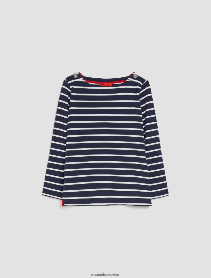 MAX&Co. mujer camiseta de punto de algodón con rayas bretonas Z860B648 vestir Azul marino