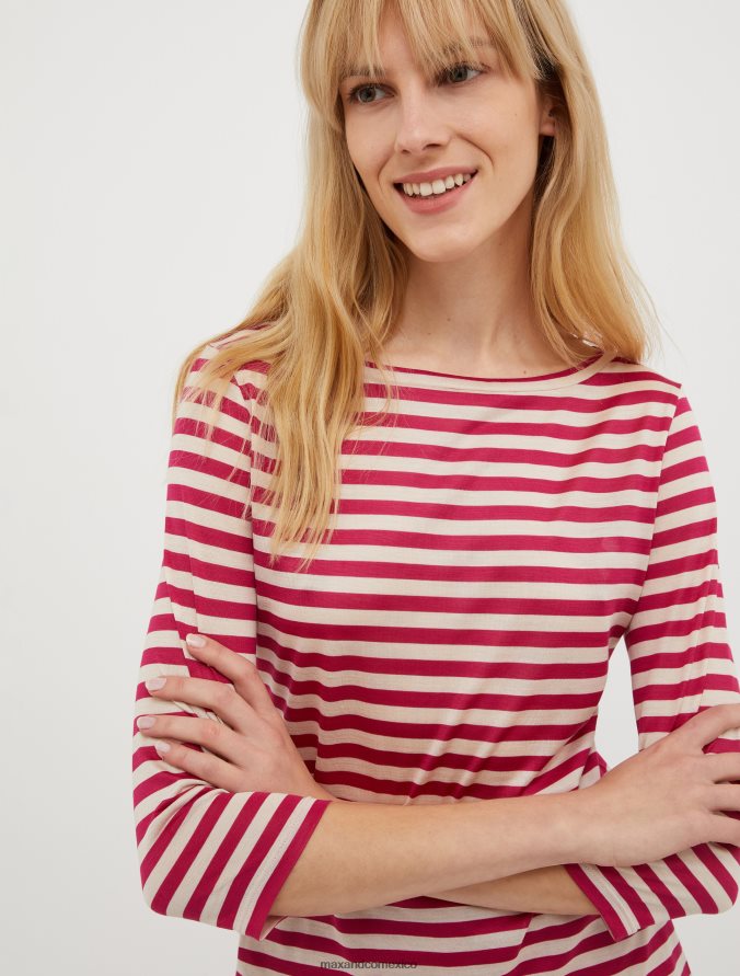 MAX&Co. mujer camiseta de punto de seda Z860B590 vestir borgoña