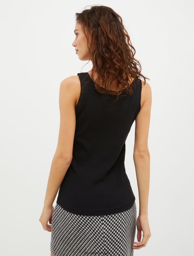 MAX&Co. mujer camiseta sin mangas de canalé de algodón Z860B436 vestir negro