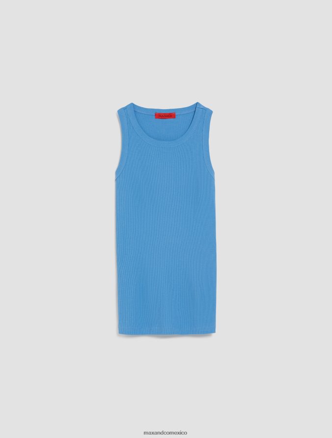 MAX&Co. mujer camiseta sin mangas de canalé de algodón Z860B523 vestir cielo azul