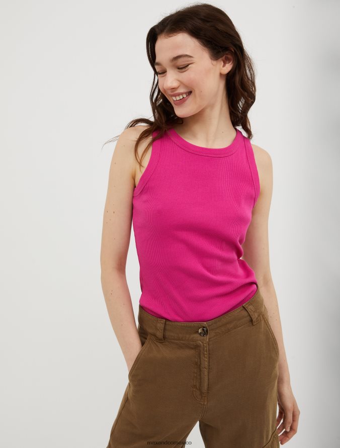 MAX&Co. mujer camiseta sin mangas de canalé de algodón Z860B525 vestir fucsia