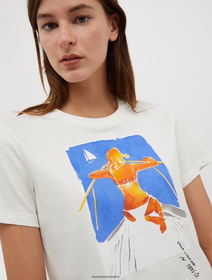 MAX&Co. mujer ¡dibujemos! camiseta cuadrada Z860B575 vestir Marfil