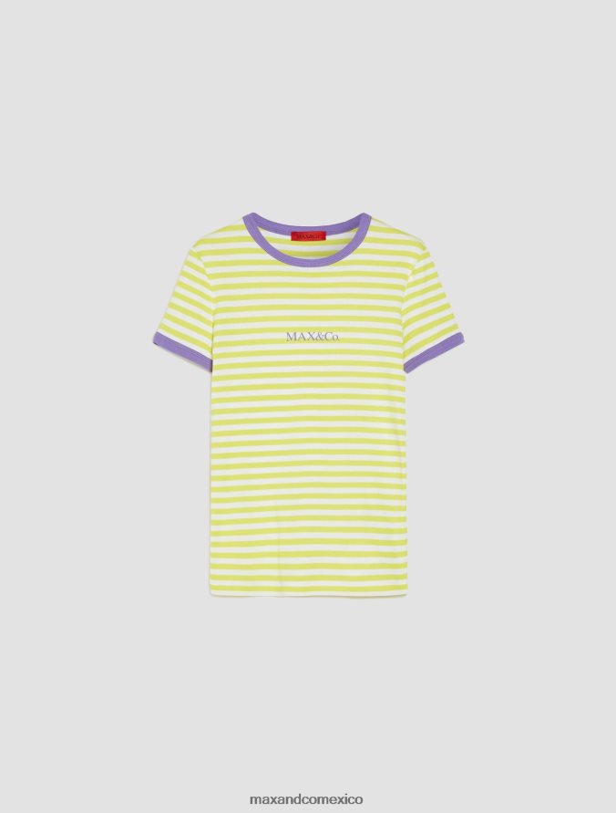 MAX&Co. mujer playera slim con logo estampado Z860B605 vestir verde ácido