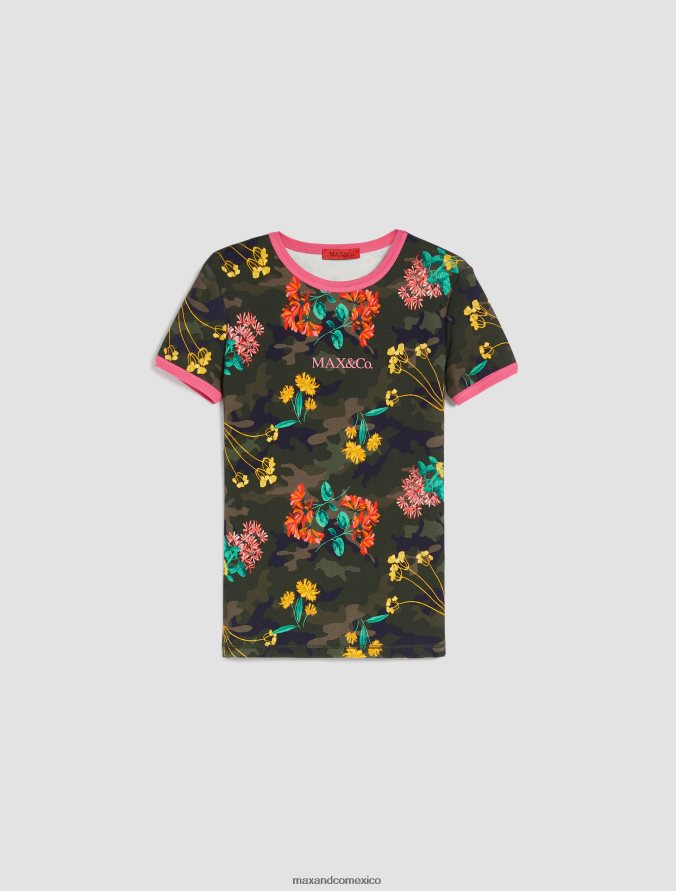 MAX&Co. mujer playera slim con logo estampado Z860B606 vestir verde caqui