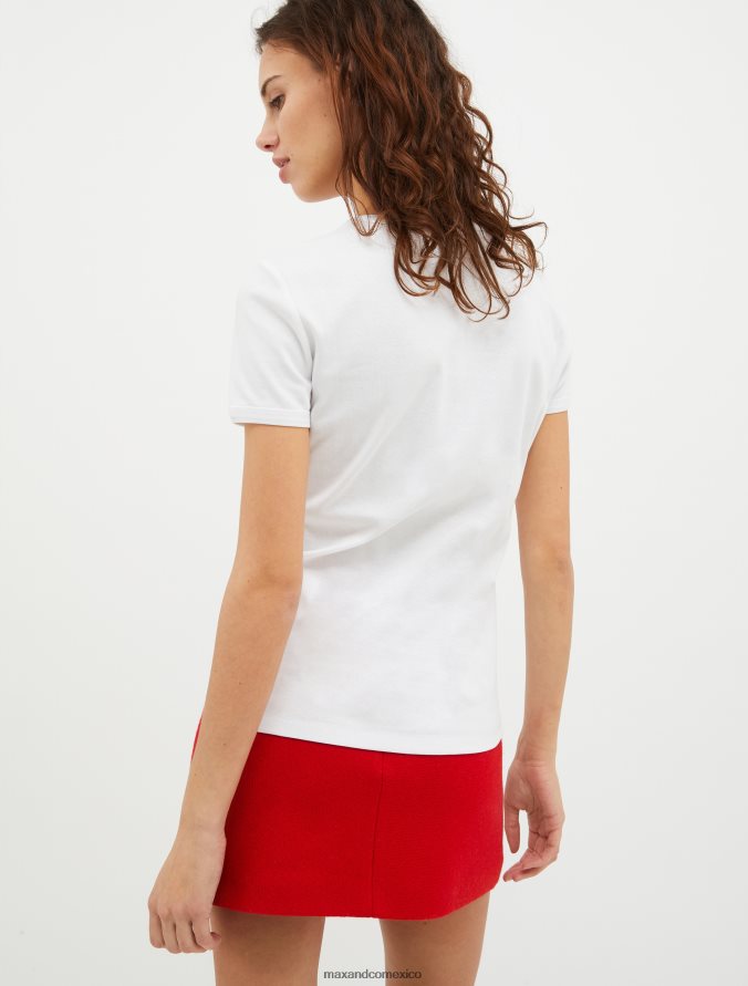 MAX&Co. mujer playera slim con logo estampado Z860B624 vestir Blanco óptico
