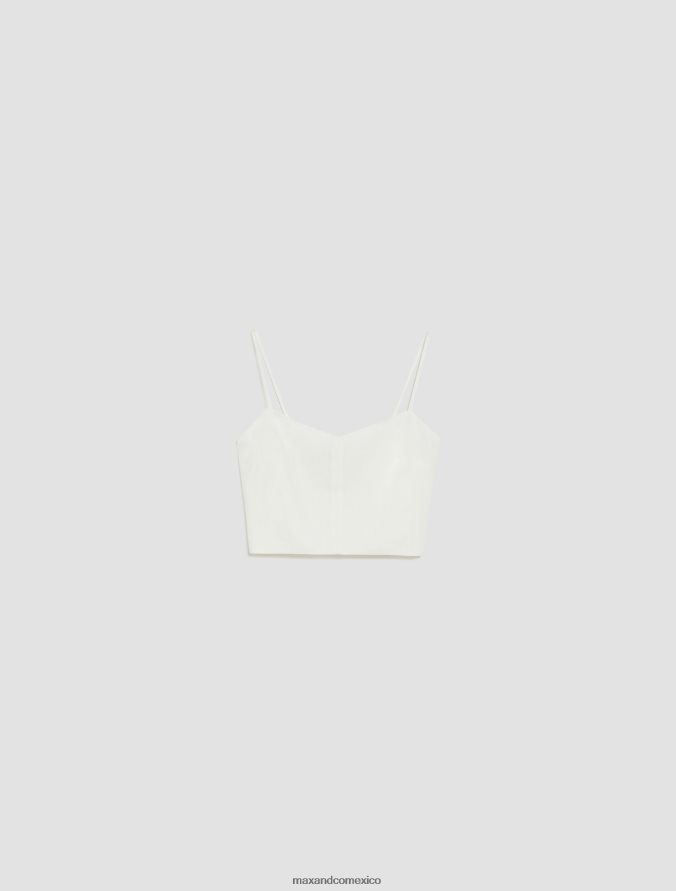 MAX&Co. mujer top de lona de lino Z860B450 vestir Marfil