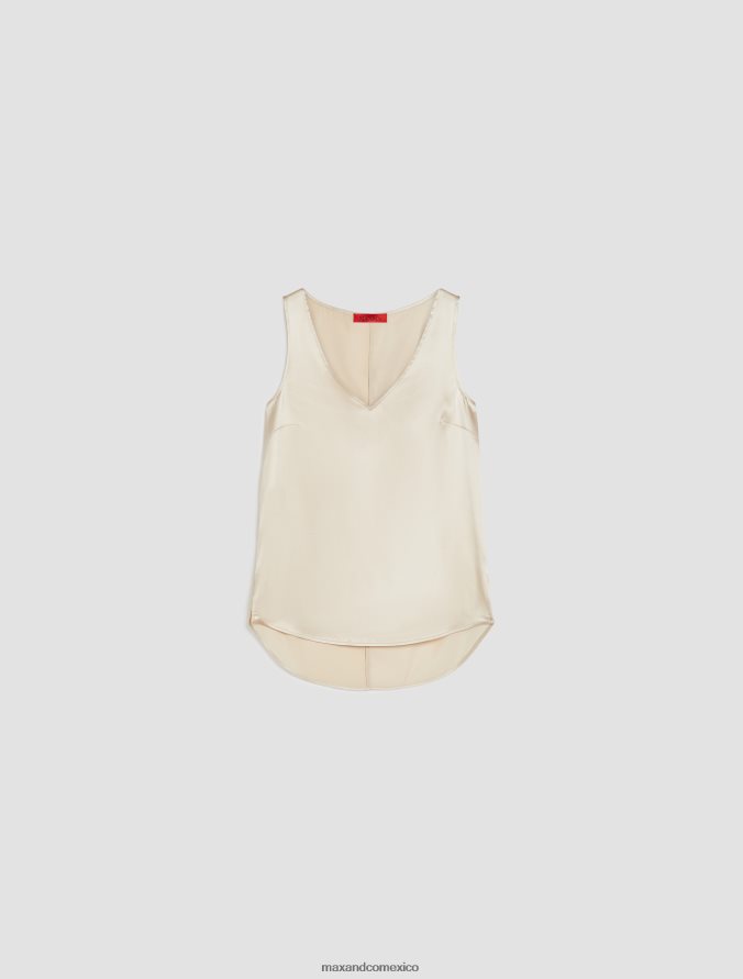 MAX&Co. mujer top de satén de seda elástica con cuello en V Z860B485 vestir cable