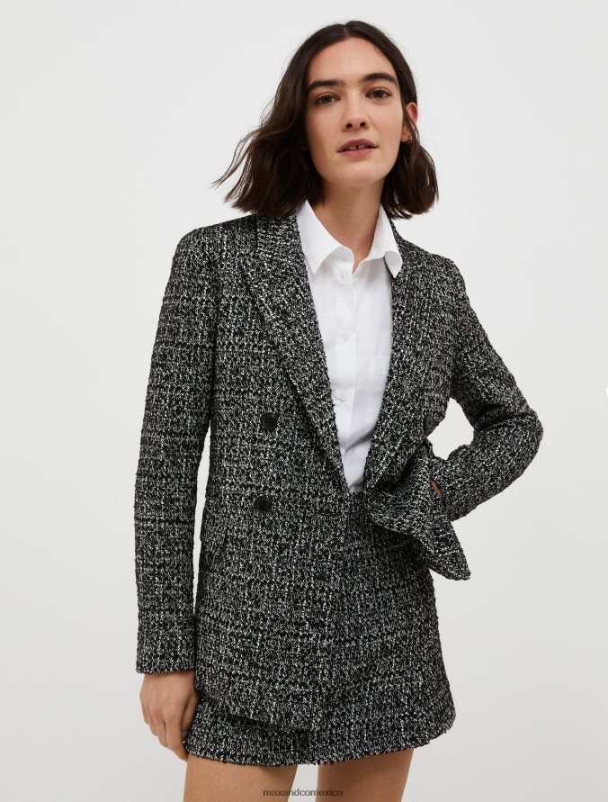 MAX&Co. mujer blazer de bouclé con doble botonadura Z860B248 vestir patrón negro