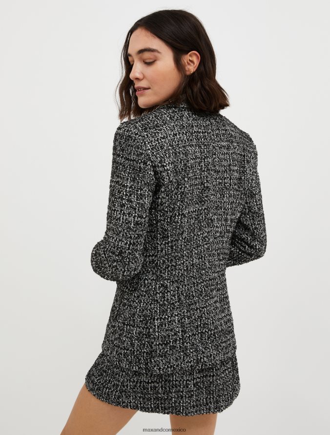 MAX&Co. mujer blazer de bouclé con doble botonadura Z860B248 vestir patrón negro