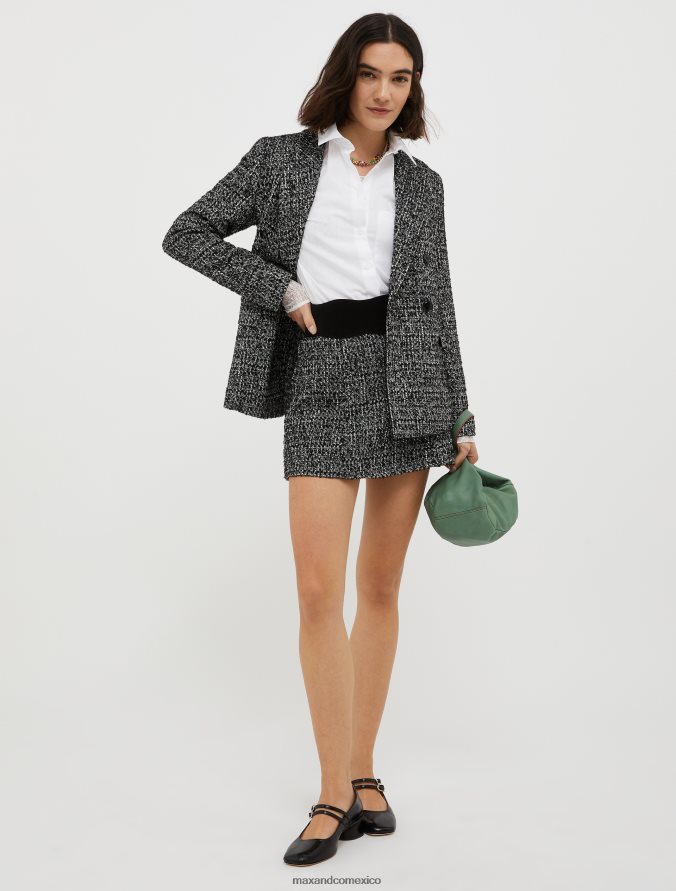 MAX&Co. mujer blazer de bouclé con doble botonadura Z860B248 vestir patrón negro