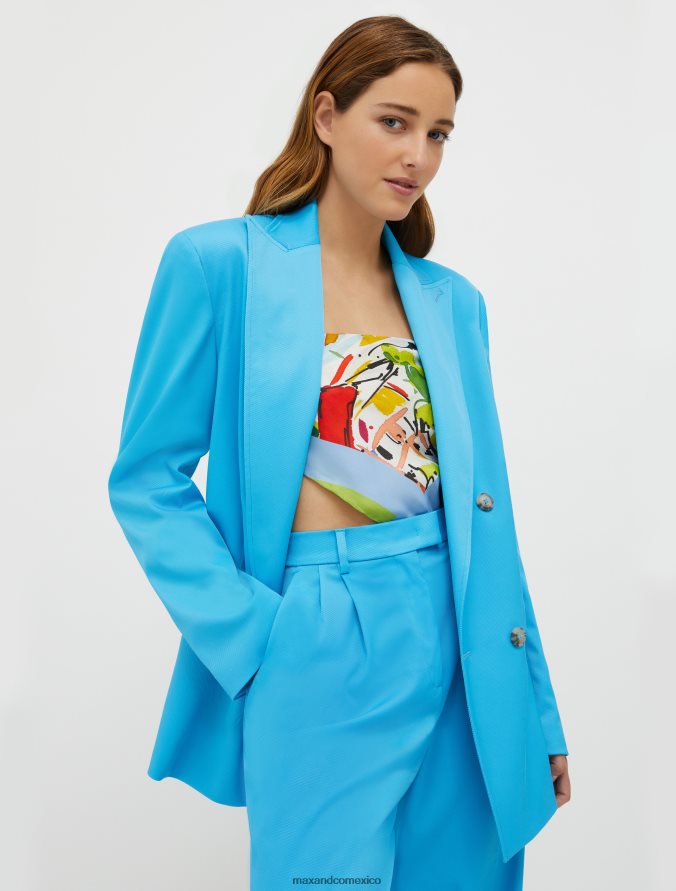MAX&Co. mujer blazer de sarga de caballería Z860B213 vestir azul claro