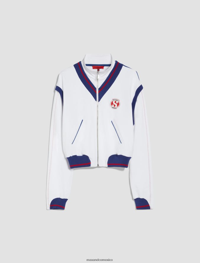 MAX&Co. mujer chaqueta bomber polar superga Z860B893 vestir patrón blanco