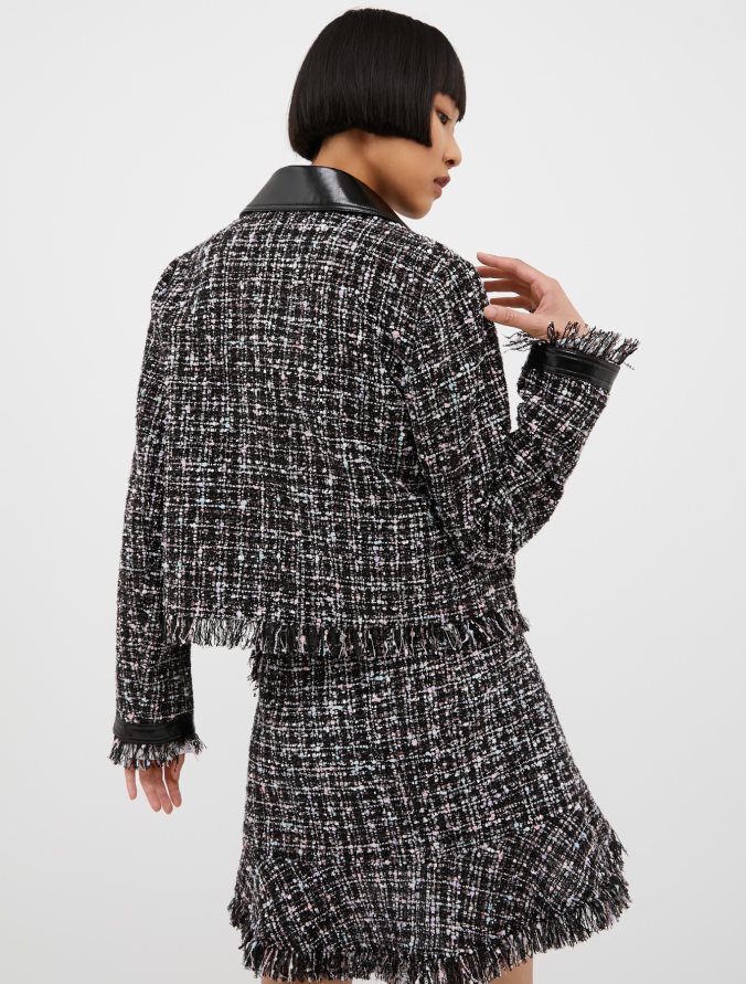 MAX&Co. mujer chaqueta de charol y tejido de cestería Z860B280 vestir patrón negro