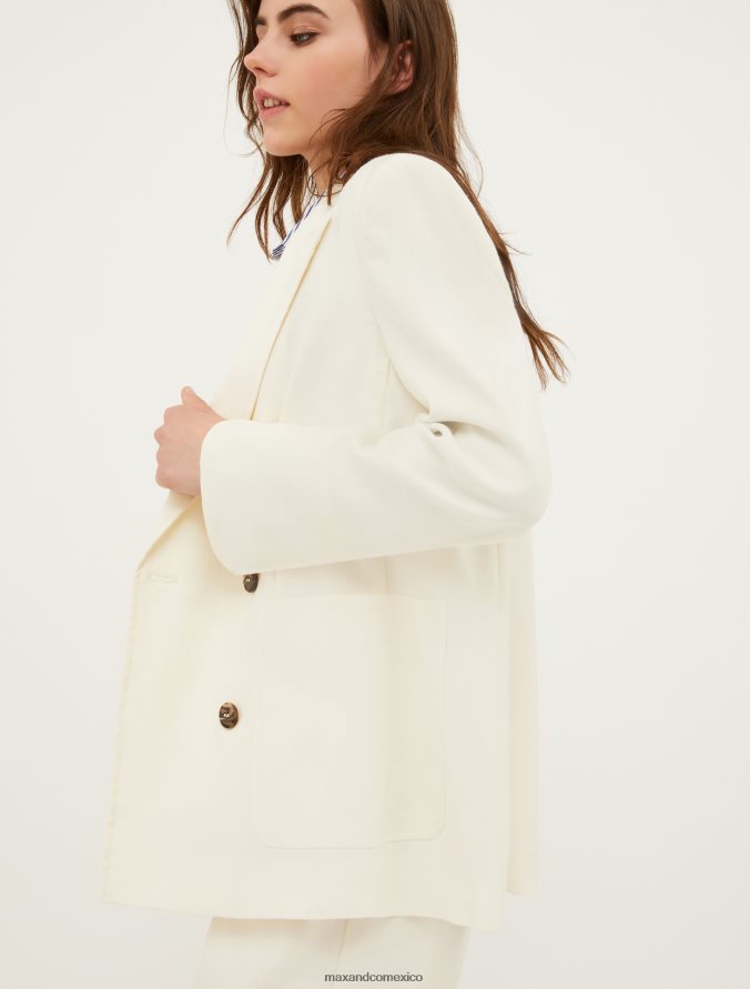 MAX&Co. mujer chaqueta larga Z860B896 vestir Marfil