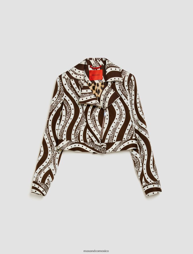 MAX&Co. mujer personas, lugares, color chaqueta motera Z860B890 vestir patrón marrón