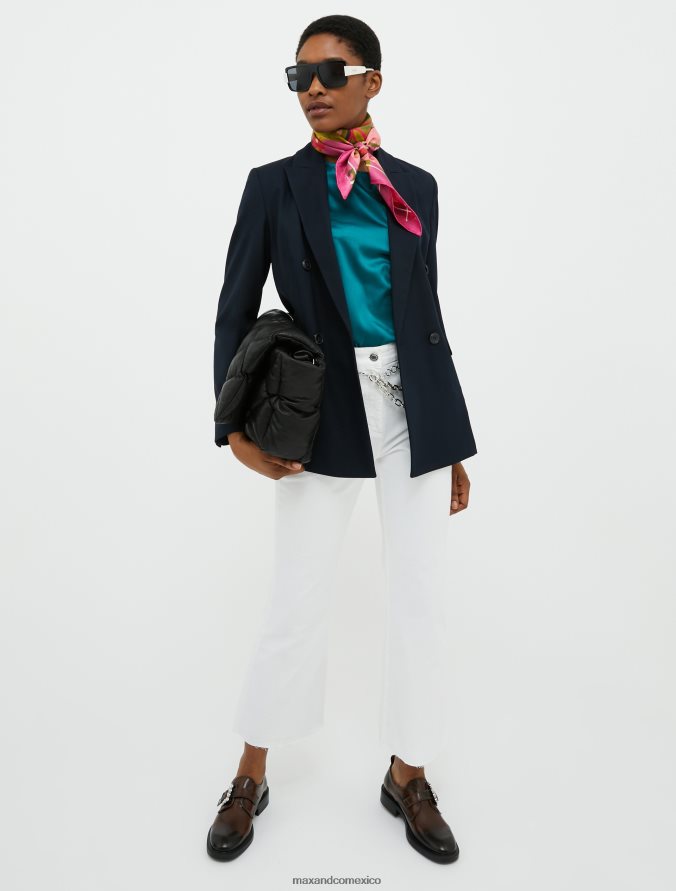 MAX&Co. mujer blusa de raso de seda Z860B633 vestir verde oscuro