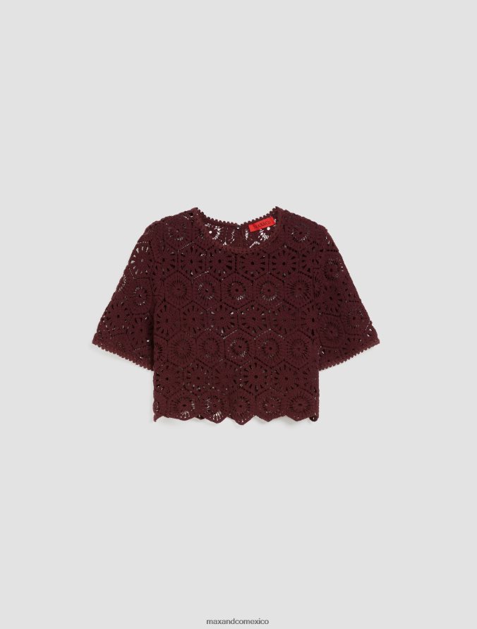 MAX&Co. mujer top festoneado de punto de macramé Z860B651 vestir rojo