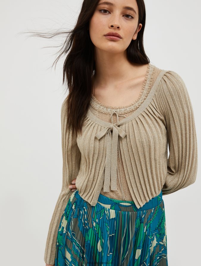 MAX&Co. mujer cárdigan corto de punto de lúrex Z860B328 vestir beige