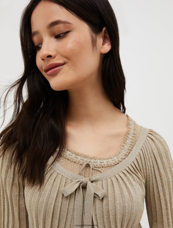 MAX&Co. mujer cárdigan corto de punto de lúrex Z860B328 vestir beige