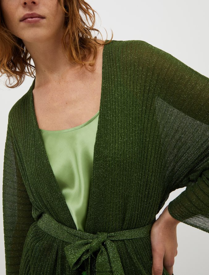 MAX&Co. mujer cárdigan de punto de canalé con lúrex Z860B329 vestir verde