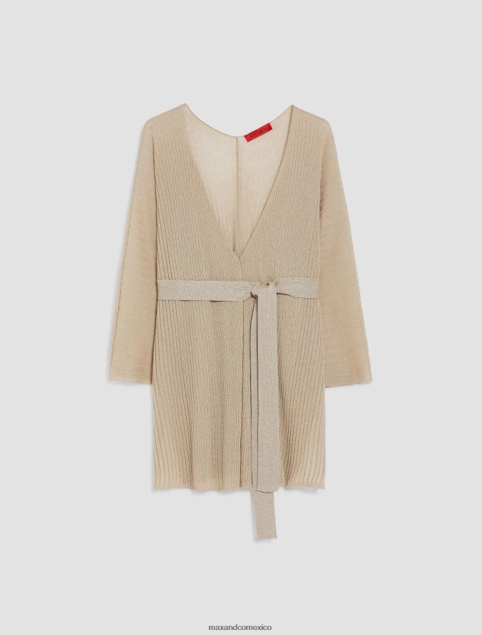 MAX&Co. mujer cárdigan de punto de canalé con lúrex Z860B330 vestir beige