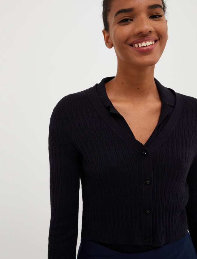 MAX&Co. mujer cárdigan en mezcla de algodón y modal Z860B314 vestir negro