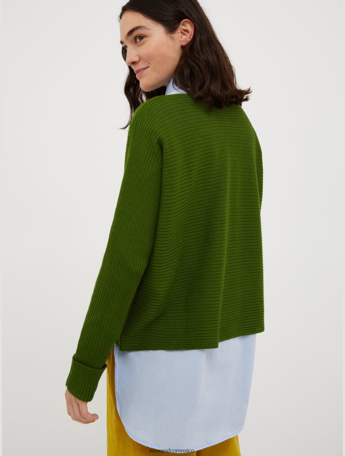 MAX&Co. mujer jersey con canalé horizontal Z860B387 vestir verde