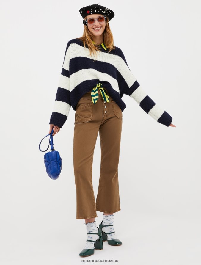 MAX&Co. mujer jersey corto de algodón Z860B379 vestir patrón azul medianoche