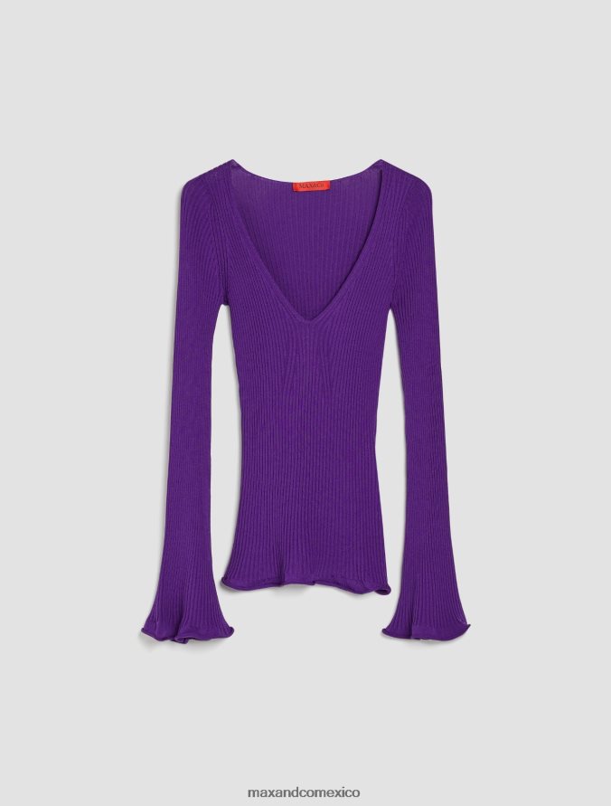 MAX&Co. mujer jersey de canalé ajustado Z860B347 vestir púrpura