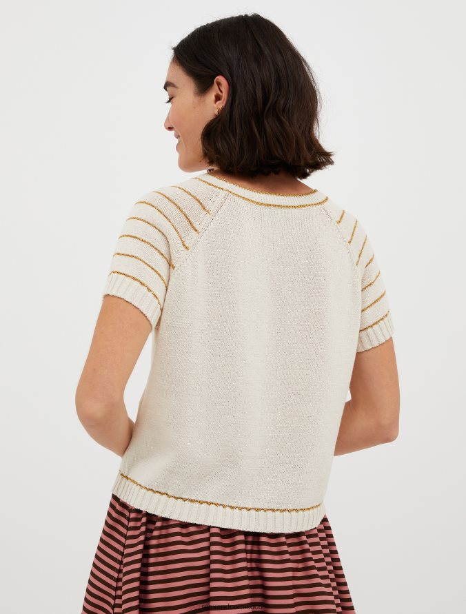 MAX&Co. mujer jersey de lúrex bordado Z860B411 vestir patrón blanco