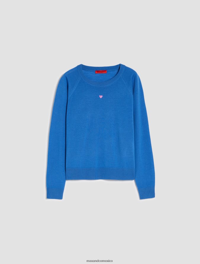 MAX&Co. mujer jersey de lana merino a rayas Z860B368 vestir fuerza aérea azul