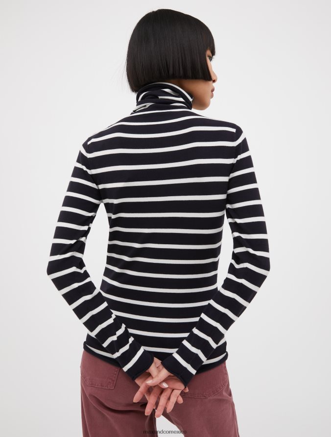 MAX&Co. mujer jersey de tricot elástico con cuello tipo polo Z860B417 vestir Azul marino