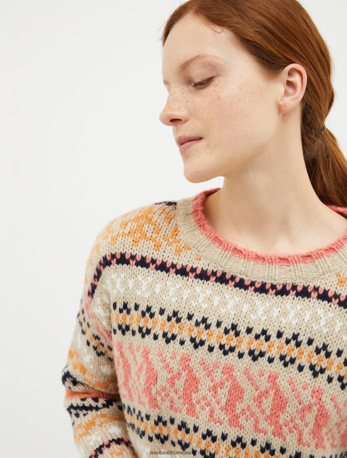 MAX&Co. mujer jersey oversize en jacquard Z860B428 vestir beige